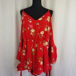 ePRETTY cold shoulder romper red floral S